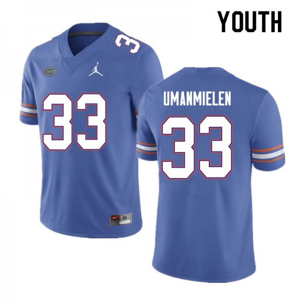 Youth #33 Princely Umanmielen Florida Gators College Football Jersey Blue